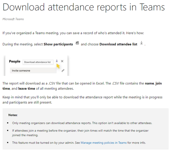 Teams Attendee List Anouncement